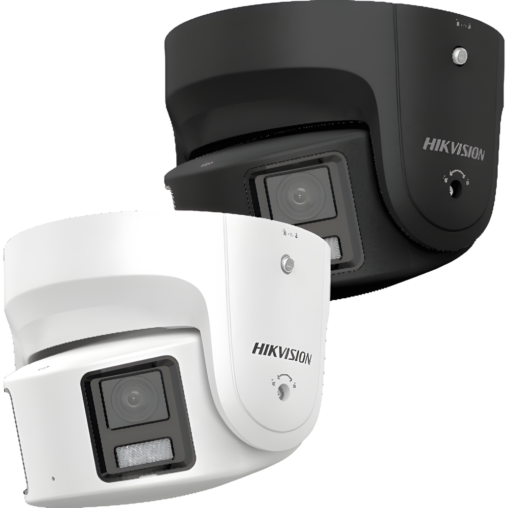 [ PROTECCIÓN ACTIVA ] Turret IP Panorámica 8 Megapíxel / Color Negro / 2 Lentes 4 mm (180°) / Imagen a Color 24/7 (ColorVu) / PoE / WDR 130° / IP67 / ACUSENSE / Luz Estroboscópica y Alarma Audible / 30 mts Luz Blanca /