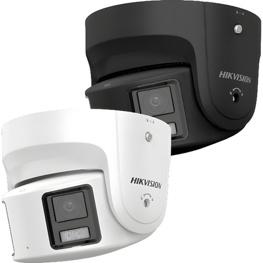 [ PROTECCIÓN ACTIVA ] Turret IP Panorámica 8 Megapíxel / Color Negro / 2 Lentes 4 mm (180°) / Imagen a Color 24/7 (ColorVu) / PoE / WDR 130° / IP67 / ACUSENSE / Luz Estroboscópica y Alarma Audible / 30 mts Luz Blanca /