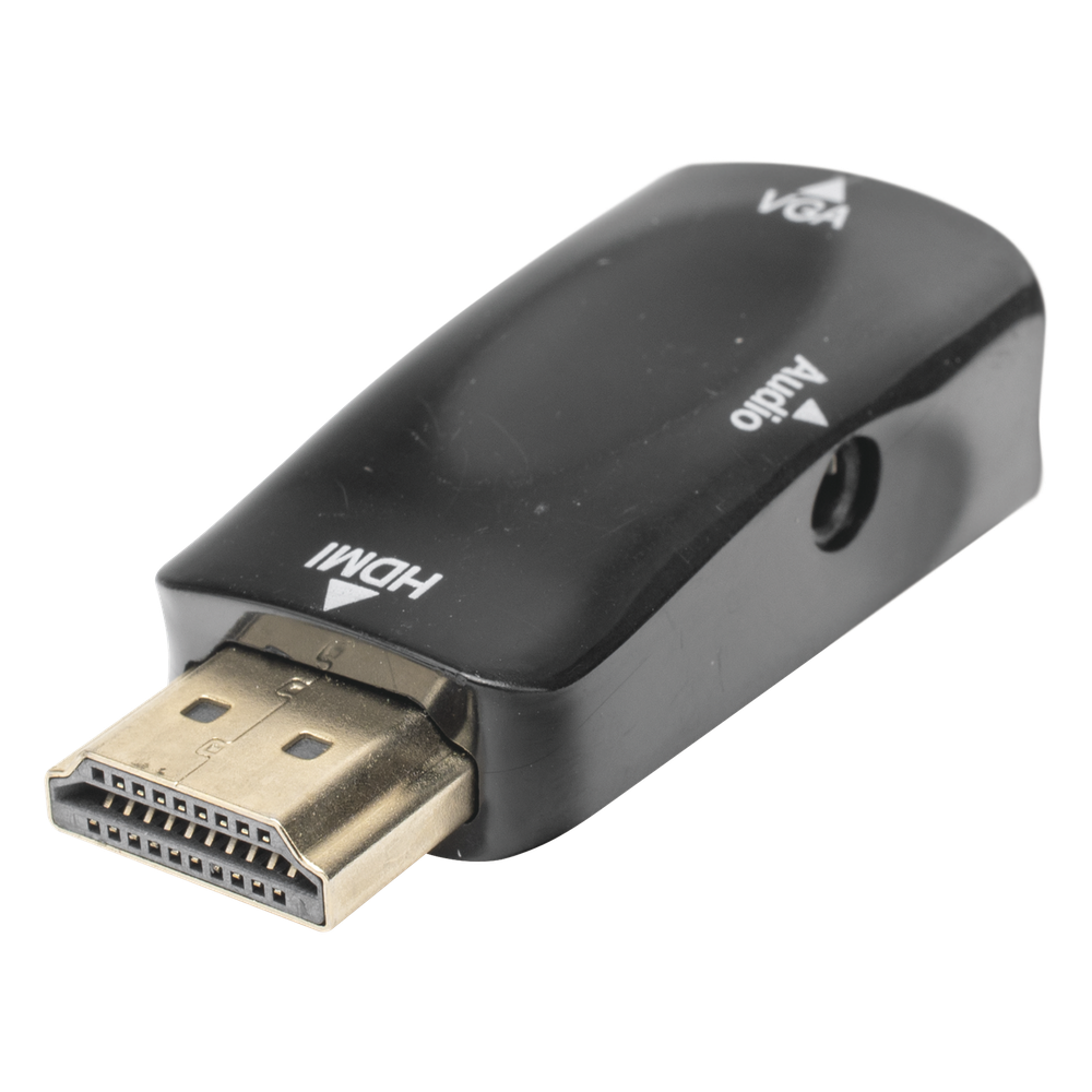 Adaptador (Convertidor) HDMI a VGA  / HDMI Macho a VGA Hembra / Resolución 1920x1080 @ 60Hz  / Adaptador de Audio de 3.5 mm / Chapado en Níquel