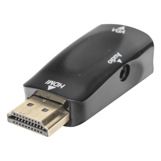 Adaptador (Convertidor) HDMI a VGA  / HDMI Macho a VGA Hembra / Resolución 1920x1080 @ 60Hz  / Adaptador de Audio de 3.5 mm / Chapado en Níquel
