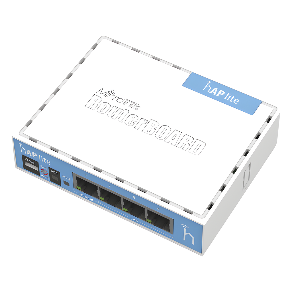 (hAP Lite) 4 Puertos Fast Ethernet y  Wi-Fi 2.4 GHz 802.11 b/g/n