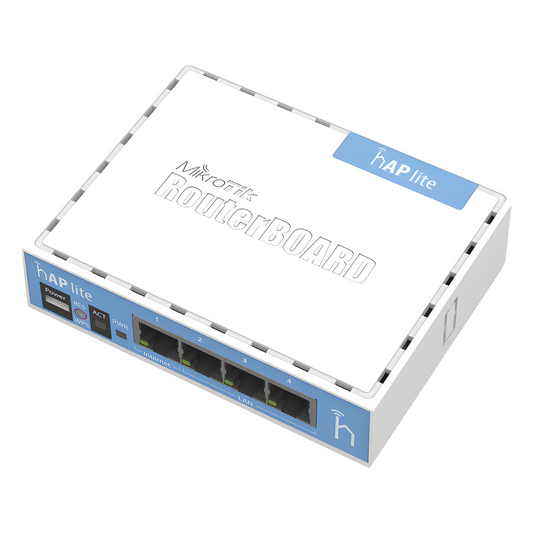 (hAP Lite) 4 Puertos Fast Ethernet y  Wi-Fi 2.4 GHz 802.11 b/g/n