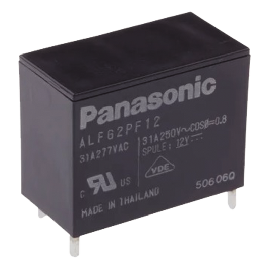 Relevador de 4 pines para tarjetas impresas Through-Hole de 12 Vcc, 31 Amp.