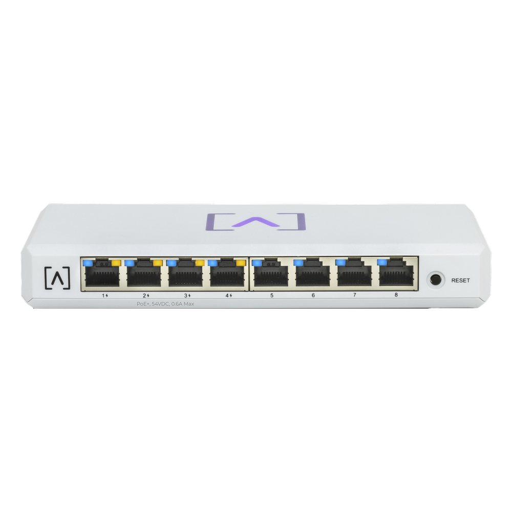 Switch Gigabit PoE+ Administrable / 8 puertos 10/100/1000 Mbps (4 de ellos PoE+ 802.3af/at) / Hasta 60W / Administración nube gratuita / Presupuesto de 60W