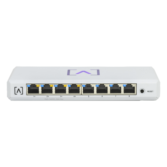 Switch Gigabit PoE+ Administrable / 8 puertos 10/100/1000 Mbps (4 de ellos PoE+ 802.3af/at) / Hasta 60W / Administración nube gratuita / Presupuesto de 60W