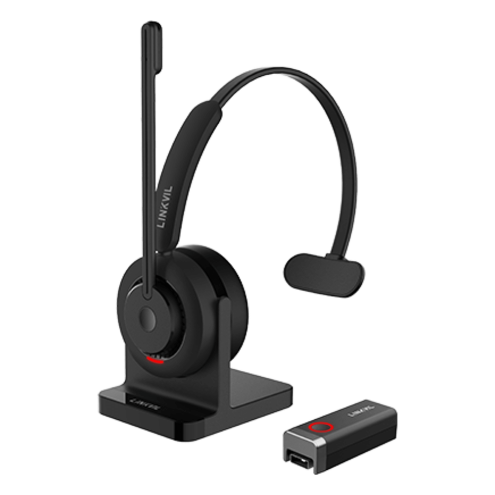 Diadema Inalámbrica / DECT 6.0 + Bluetooth 5.3 / Micrófono Rotable / Audio HD / Cancelación IA / Base de Carga