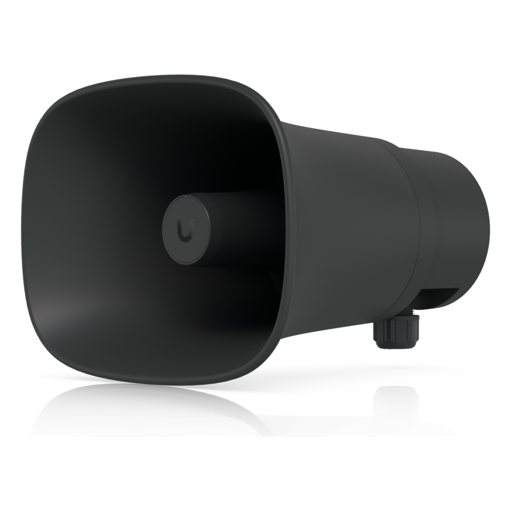 UniFi Protect AI Horn Speaker, Altavoz IP 120 dB, PoE+, Alerta AI Avanzada, Montaje Pared, Esquina y Poste, IP66, Color Negro