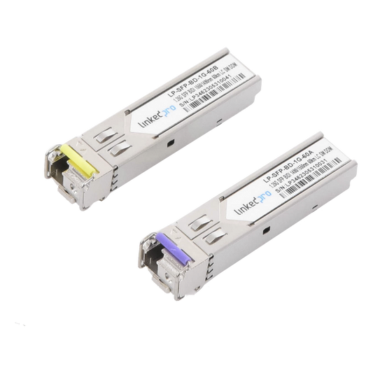 Transceptores Ópticos Bidireccionales SFP (Mini-Gbic) / Monomodo 1490 & 1550 nm / 1.25 Gbps / 1000BASE-BX / Conector LC/UPC Simplex / DDM / Hasta 60 km / 2 Piezas