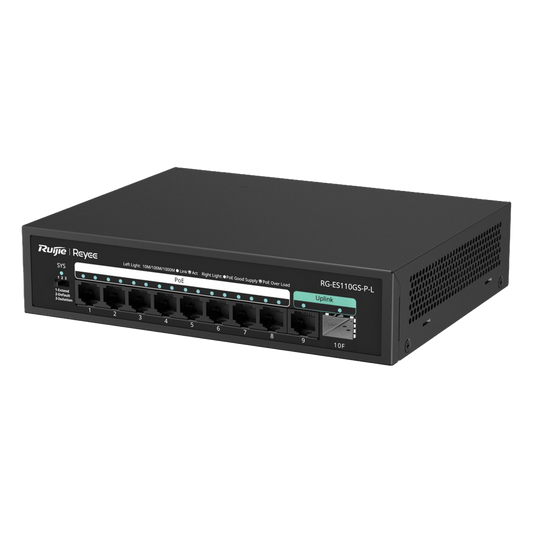 Switch PoE+ no Administrable, hasta 120 Watts, no administrable, 8 puertos PoE+, 2 Uplink Gigabit Ge / SFP