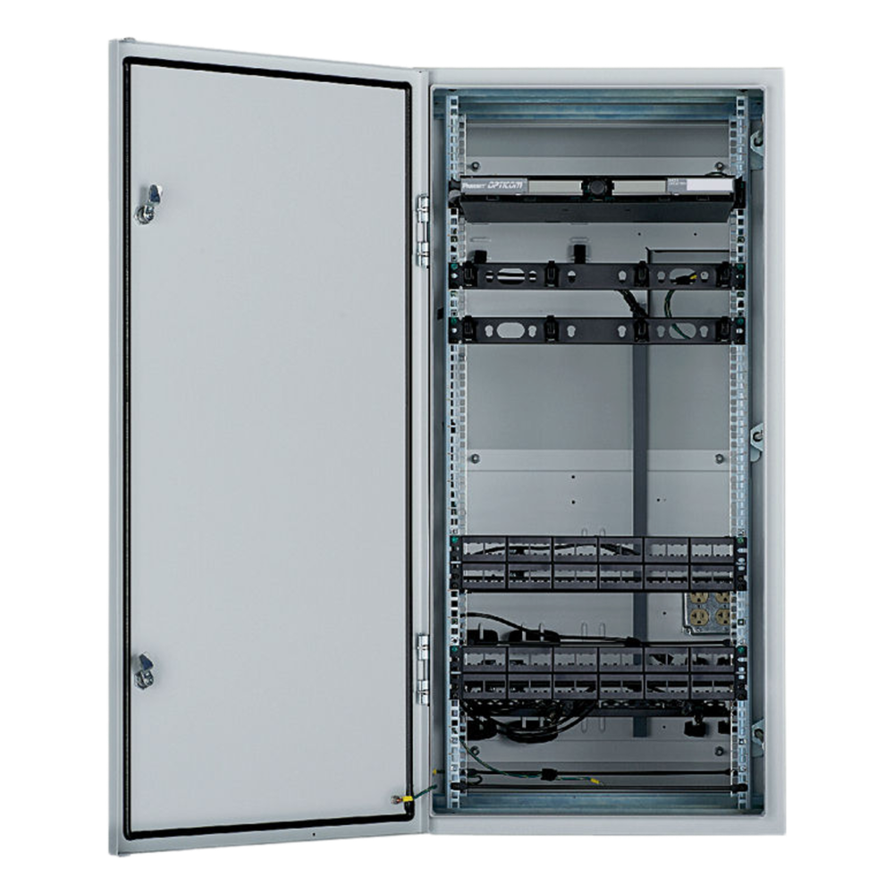 Gabinete Industrial Preconfigurado de Montaje en Pared, Fabricado en Acero Bajo en Carbono, Protección NEMA 4/12 IP66, de 26 UR, Color Gris