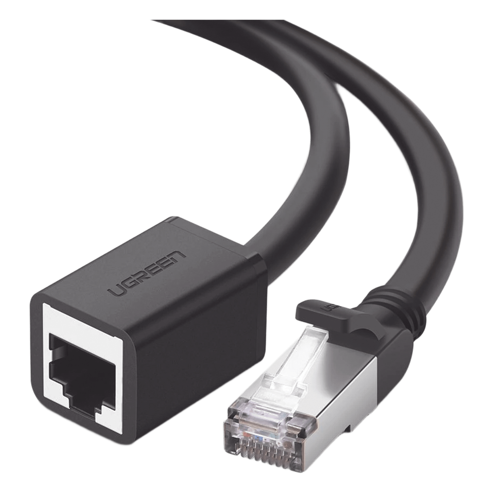 Cable de Extensión Cat6 RJ45 F/UTP / Macho a Hembra / 1m / Método de conexión 568B / Velocidad de transmisión 1000Mbps / Ancho de banda del canal 250MHz /Caja de Cobre / Negro