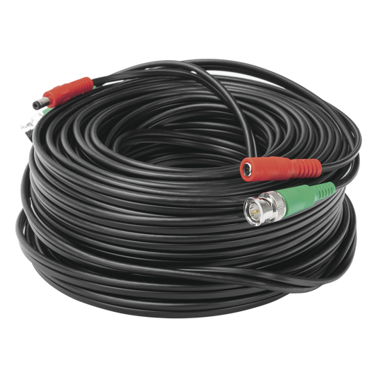 Cable Coaxial (BNC RG59) + Alimentación / SIAMES / 30 Metros (98.43 Pies) / 100% COBRE / Para Cámaras 4K / Uso Interior y Exterior