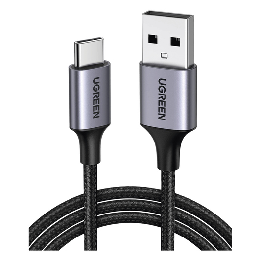 Cable USB-A a USB-C | 1 Metro (3.28 Pies) | Transferencia de Datos de 480 Mbps | Carga Rápida | QC 4.0/3.0/2.0 | FPC | AFC | Protección Integrada | Caja de Aluminio | Nylon Trenzado | Color Negro