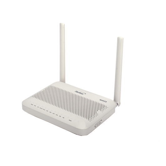 ONU GPON WiFi 6, (2.4/5 GHz), 2 Antenas de 5 dBi, Compatible con OLT de Terceros, 4 puertos Gigabit + 1 POTS + 2 USB, conector SC/UPC