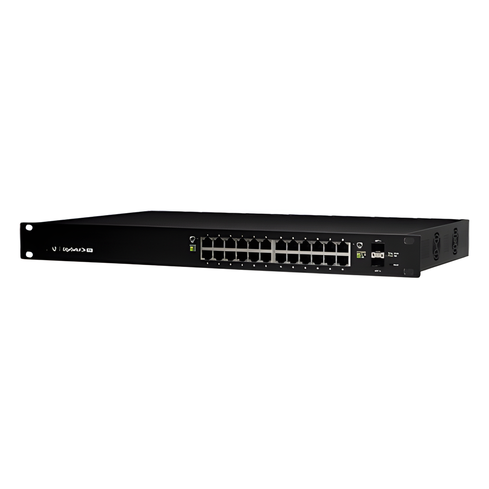 Switch EdgeMAX administrable de 24 puertos Gigabit con PoE+/PoE Pasivo 24V + 2 Puertos SFP, 250 W