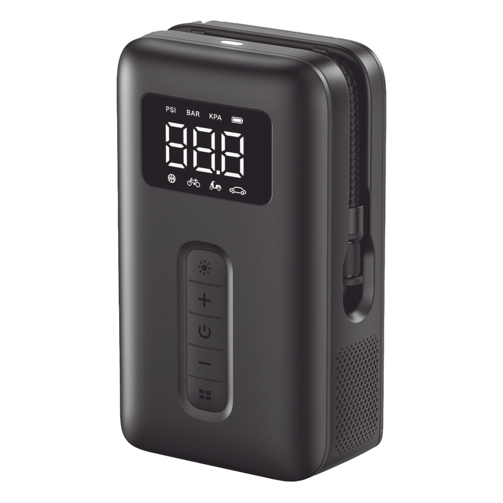 Inflador de Neumáticos | Compresor de Aire Portátil |  Bomba de Aire de 150 PSI | Flujo de Aire de 15L/Min | Con Batería Integrada | Cuenta con Luz LED | Ideal para coches, bicicletas, pelotas de motocicleta.