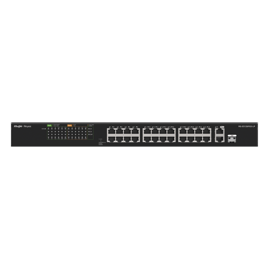Switch PoE+ no Administrable, hasta 180 Watts Ideal para CCTV, 24 Puertos 10/100 PoE+, 2 Uplinks Gigabit (1 SFP COMBO)