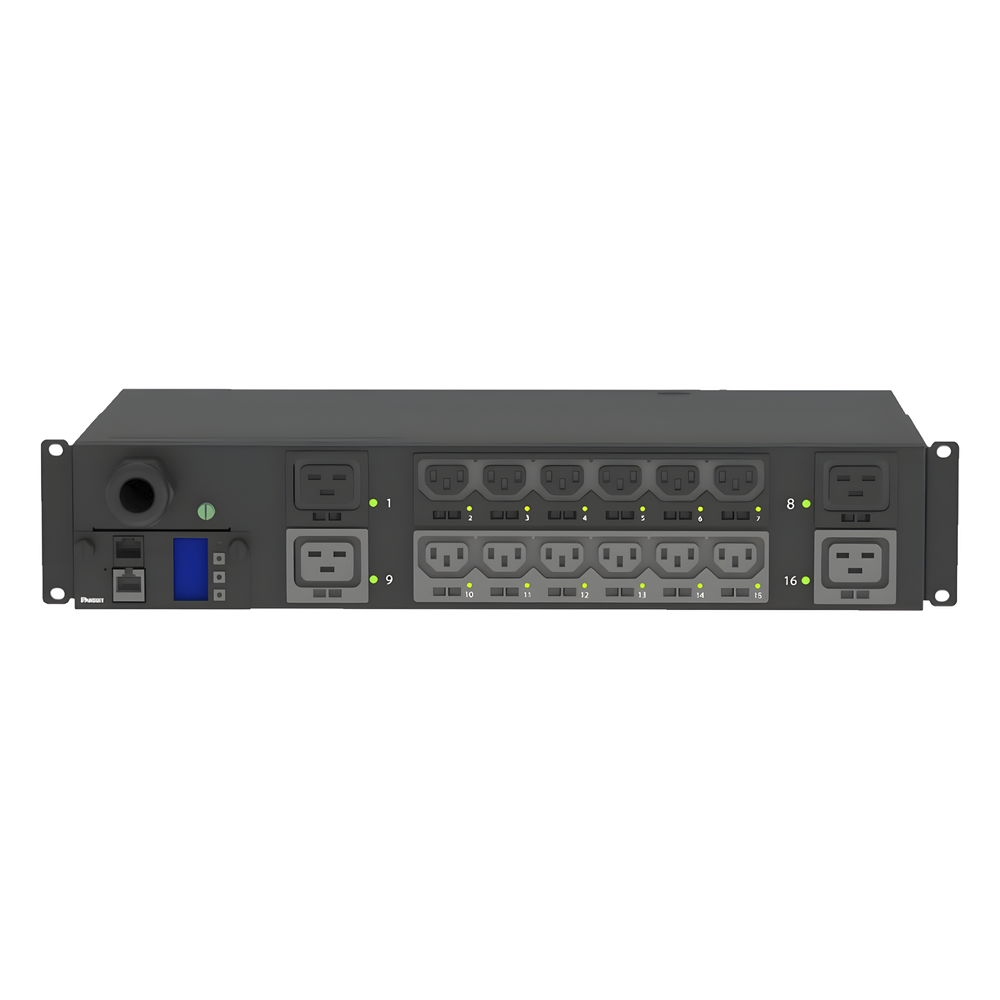 PDU Monitoreable y Switchable (MS) para Distribución de Energía, Enchufe de Entrada NEMA L6-30P, Con 12 Salidas C13 y 4 Salidas C19, Horizontal 19in, 208 Vca, 30 Amp, 2UR