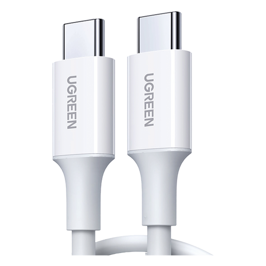 Cable USB-C a USB-C | 1 Metro | Carga Rápida de hasta 60W | Transferencia de datos de 480 Mbps | PD3.0 | QC 4.0/3.0/2.0 | FPC | AFC | Duradero y Flexible| Caja ABS | Cubierta de TPE | Color Blanco.