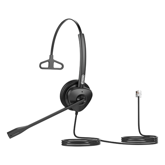 Diadema Monoaural con Audio HD y Brazo Ajustable de 260°, Conexión RJ9 y Sonido de Alta Definición