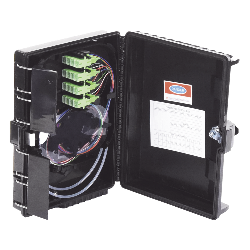Cierre de Empalme para 24 Fusiones de Fibra Óptica, Interior/Exterior, con 16 Acopladores SC/APC y Splitter 1x16 SC/APC Incluido, IP65