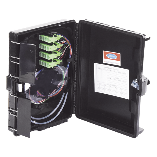 Cierre de Empalme para 24 Fusiones de Fibra Óptica, Interior/Exterior, con 16 Acopladores SC/APC y Splitter 1x16 SC/APC Incluido, IP65