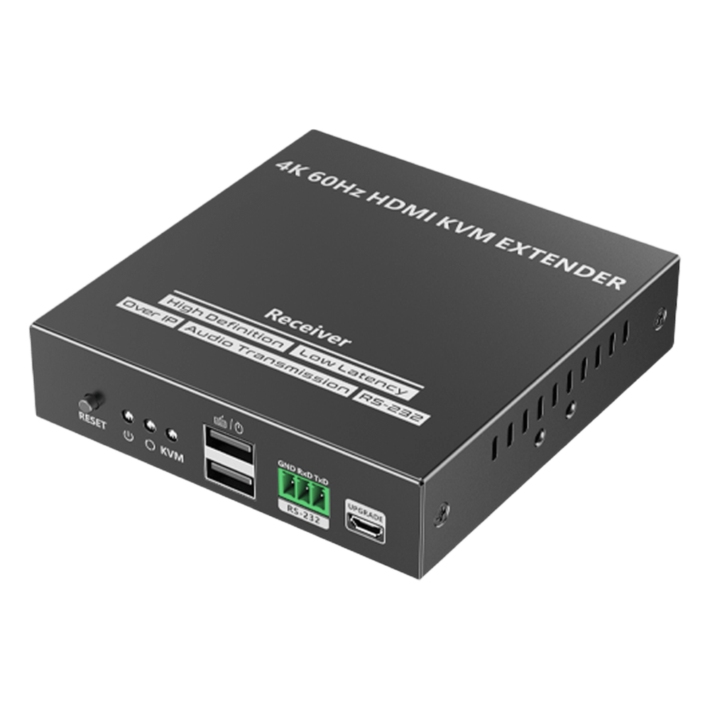 Receptor Compatible para Kit TT582-KVM |4K @60Hz | Cat 6, 6a y 7 |  hasta 150 metros | Transmite el Video y Controla tu DVR vía USB a distancia
