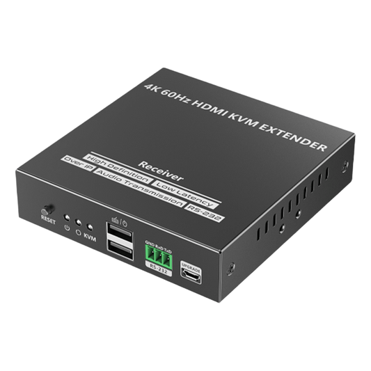 Receptor Compatible para Kit TT582-KVM |4K @60Hz | Cat 6, 6a y 7 |  hasta 150 metros | Transmite el Video y Controla tu DVR vía USB a distancia