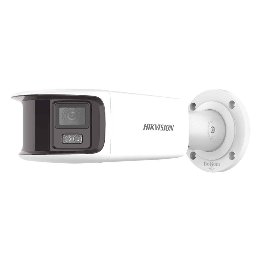 [FlexVu] [PROTECCIÓN ACTIVA] Bala IP Panorámica 8 Megapixel (4K) / 2 Lentes 4 mm (180°) / Imagen a Color 24/7 (ColorVu) / PoE / WDR 130° / IP67 / ACUSENSE / Luz Estroboscópica y Alarma Audible / 40 mts Luz Blanca / Micro SD