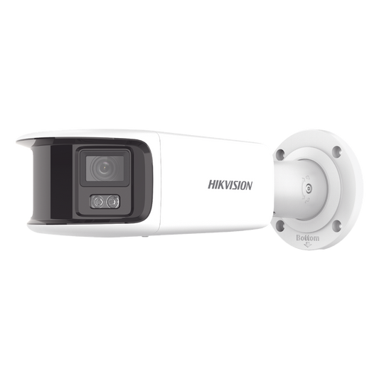 [FlexVu] [PROTECCIÓN ACTIVA] Bala IP Panorámica 8 Megapixel (4K) / 2 Lentes 4 mm (180°) / Imagen a Color 24/7 (ColorVu) / PoE / WDR 130° / IP67 / ACUSENSE / Luz Estroboscópica y Alarma Audible / 40 mts Luz Blanca / Micro SD