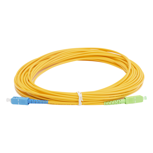 Jumper de Fibra Óptica Monomodo SC/UPC - SC/APC Simplex, Color Amarillo, 15 Metros (49.21 Pies)