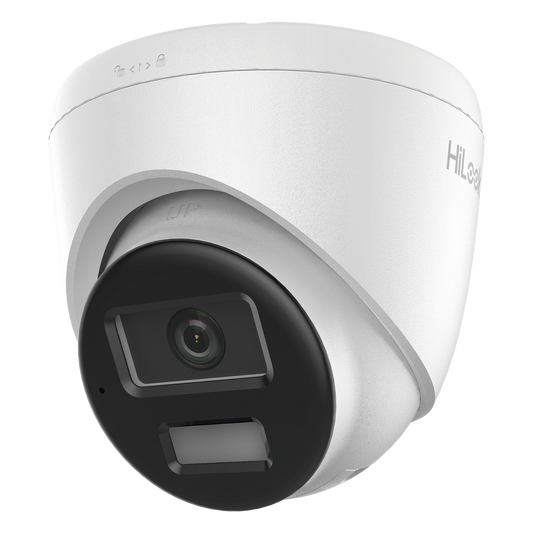 [Dual Light] Turret IP de 2 Megapixel   / Lente 2.8 mm /  Ángulo de visión 101° / 20 mts IR + 15 mts Luz Blanca / Micrófono Integrado / ACUSENSE Lite /  Exterior IP67 / PoE / dWDR / H.265+ / ONVIF