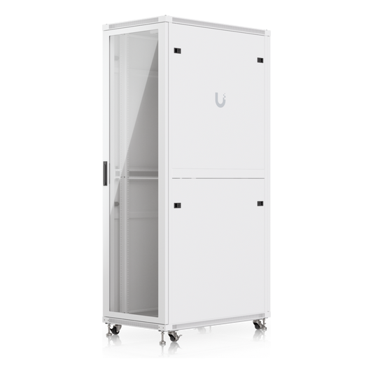 UACC Rack Cabinet 42U (600 × 1000 mm) – Gabinete de Piso Totalmente Ensamblado con Ventiladores Integrados, Paneles Removibles, Ruedas con Seguro y Puerta Frontal de Vidrio Templado