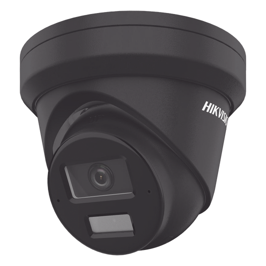[Dual Light + 2 Micrófonos de Doble Matriz] Turret IP 4 Megapixel / Color Negro / Lente 2.8 mm / 30 mts Luz Blanca + 30 mts IR / ACUSENSE / Exterior IP67 / WDR 120 dB / PoE / ONVIF / Micro SD / Metal / ACUSEEK