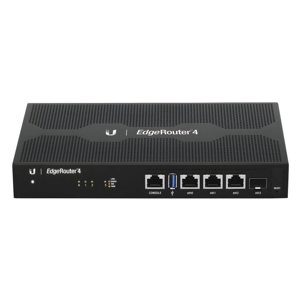 EdgeRouter 4, con 3 puertos 10/100/1000 Mbps + 1 puerto SFP, con funciones avanzadas de ruteo