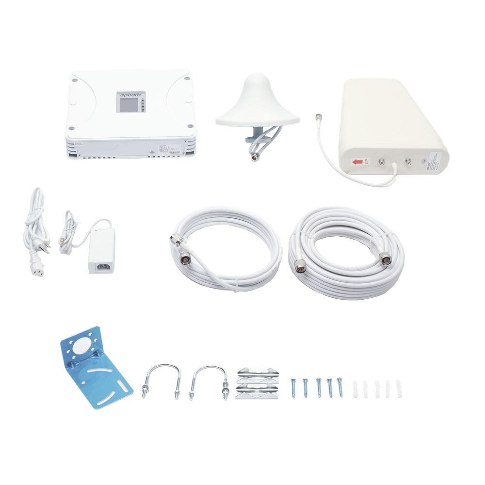 Kit Amplificador de Señal Celular 2G, 3G, 4G y 5G / Mejora llamadas convencionales y VoLTE / Amplifica señal de TELCEL, AT&T, MOVISTAR, BAIT,DiRi y más / Cubre hasta 300 m² con una antena y hasta 900 m² con 3 antenas.