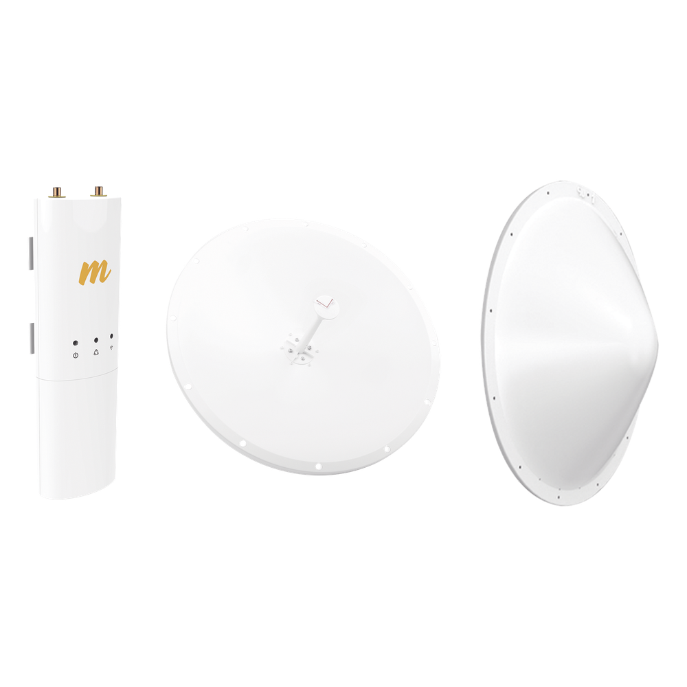 Kit de radio C5C con Antena de 28dBi, Frecuencia (4.9-6.5 GHz), para hasta 20 km, Radomo, PoE y Jumpers Incluidos