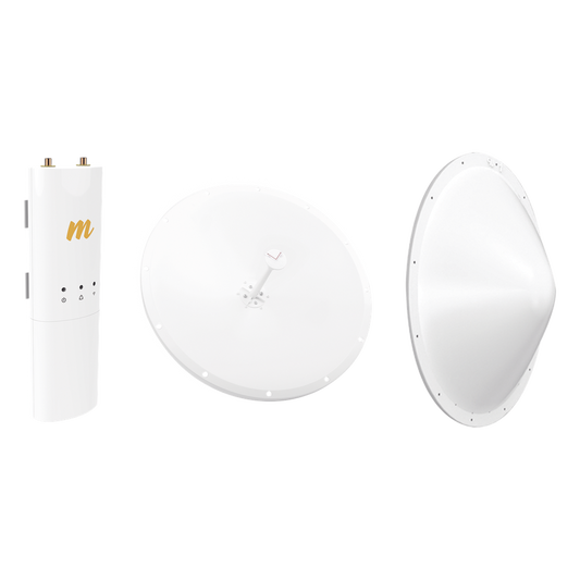 Kit de radio C5C con Antena de 28dBi, Frecuencia (4.9-6.5 GHz), para hasta 20 km, Radomo, PoE y Jumpers Incluidos
