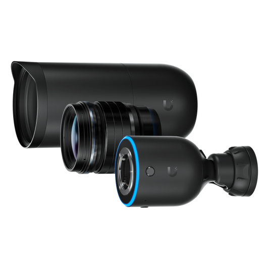 UniFi Protect AI DSLR Long Distance – Cámara 4K PoE+ para Interior/Exterior con Sensor de Alta Sensibilidad, Lente Fija de larga distancia de 45 mm y Analítica Avanzada por IA