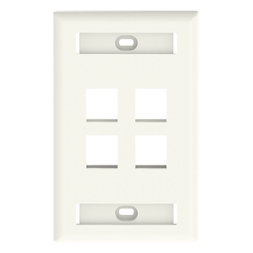 Placa de Pared Vertical, Salida Para 4 Puertos Keystone, Con Espacios Para Etiquetas, Color Blanco Mate