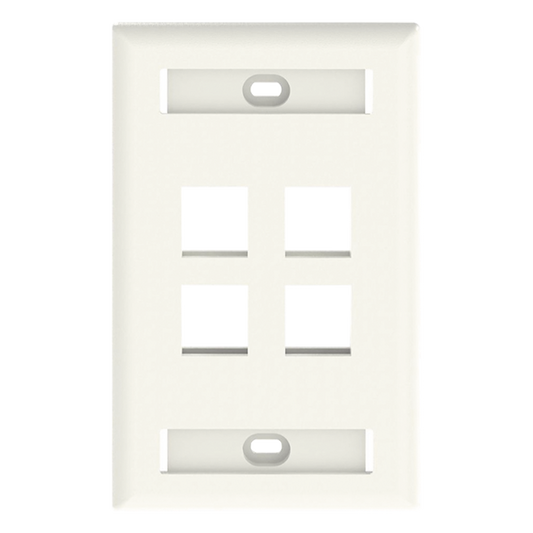 Placa de Pared Vertical, Salida Para 4 Puertos Keystone, Con Espacios Para Etiquetas, Color Blanco Mate