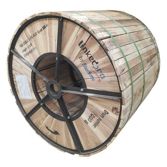 Carrete de 4 km de Fibra Óptica Aérea Figura 8 G.652D, Monomodo de 24 Hilos, Exterior, Span 100, Loose Tube