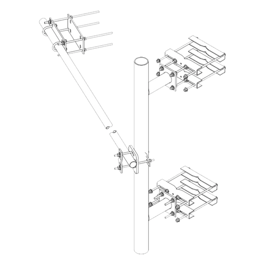 Montaje Lateral Reforzado con 30 cm de Separación . Mástil de 4-1/2" x 72" (114 mm x 1.8 m).