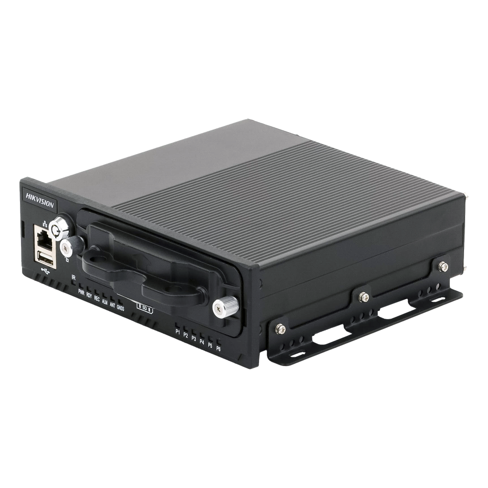 NVR Móvil Vehicular de 8 Canales / 4 PoE + 4 vía Switch / 2 Megapixel / H.265 / GPS + Sensor G / 2 Bahías HDD / RJ45 / Aluminio Industrial