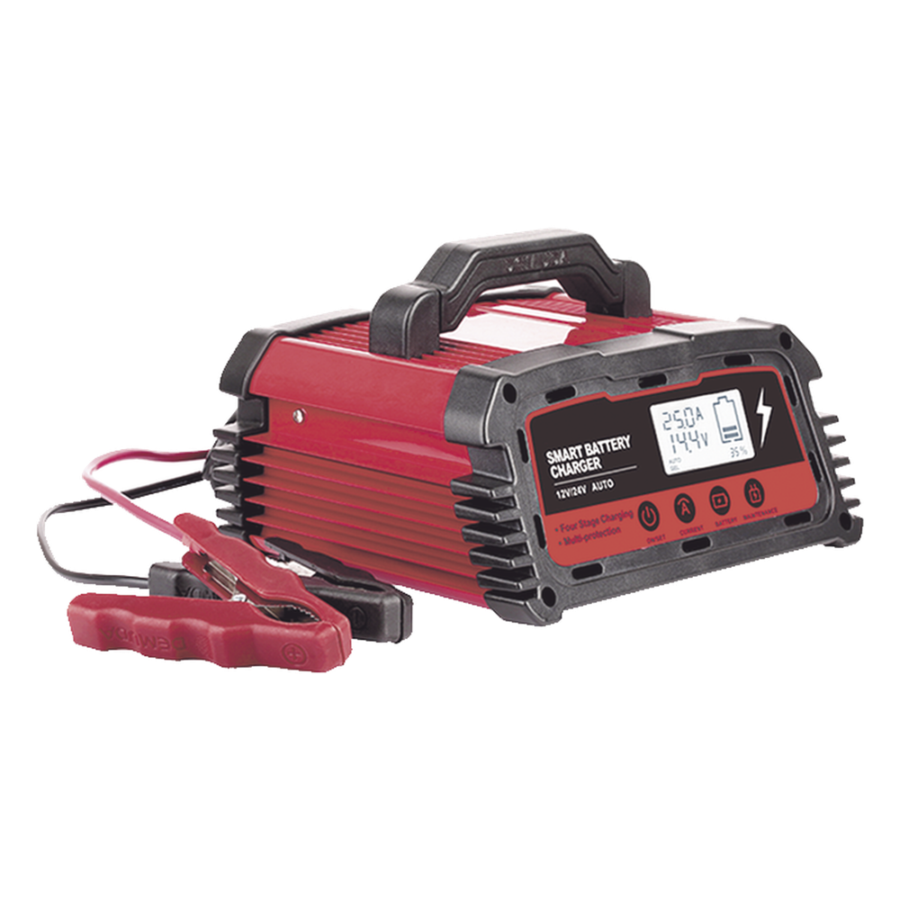 Cargador de Baterías / 12 o 24 Vcc / hasta 250 Ah / 25 A / Display LCD