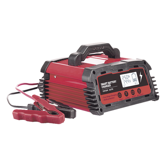 Cargador de Baterías / 12 o 24 Vcc / hasta 250 Ah / 25 A / Display LCD