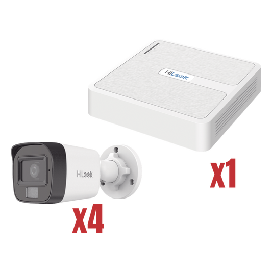 Kit IP 4Megapixel / NVR de 4 Canales con 4 Puertos PoE / 4 Cámaras IP Dual light con microfono