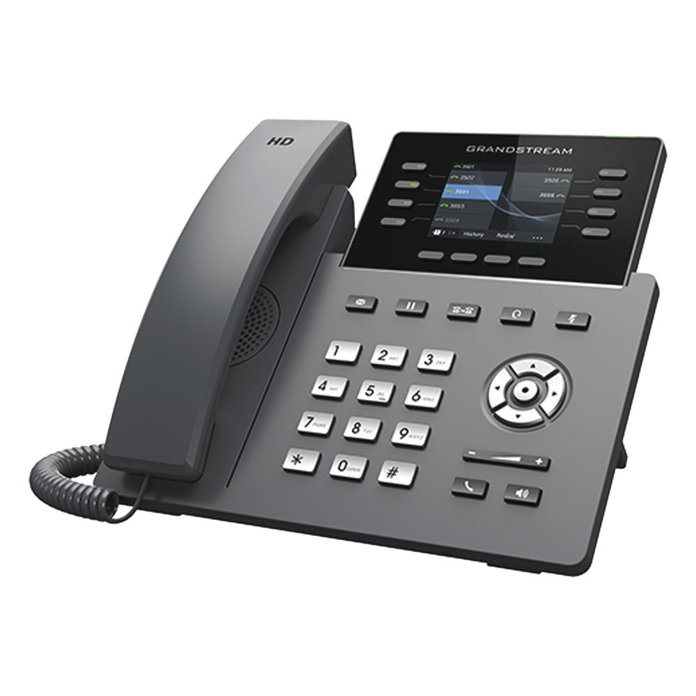 Teléfono IP Wi-Fi, Grado Operador, 8 líneas SIP con 4 cuentas, pantalla a color 2.8", puertos Gigabit, Bluetooth, PoE, codec Opus, IPV4/IPV6 con gestión en la nube GDMS