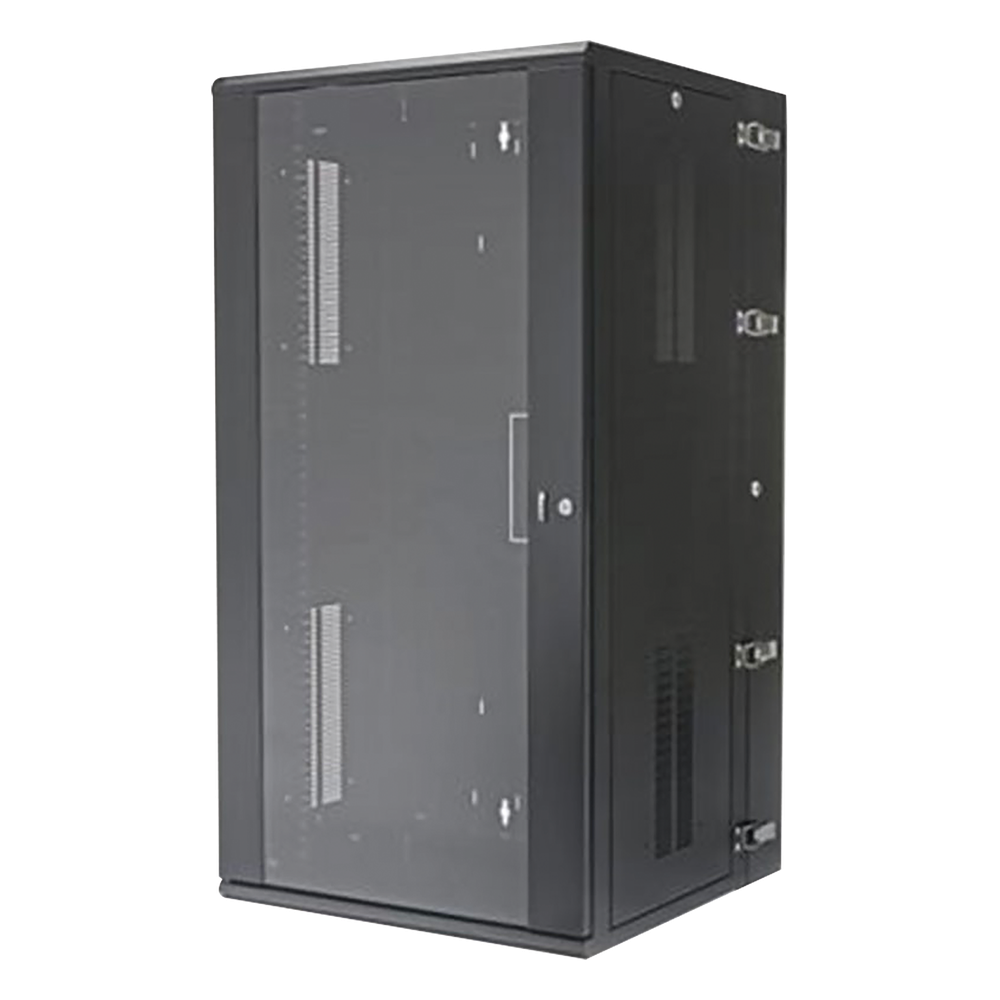 Gabinete PanZone de Montaje en Pared, de 19in, Puerta con Ventana de Seguridad, 26 UR, 635mm de Profundidad, Color Negro