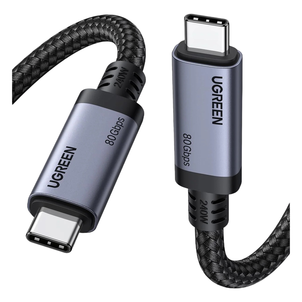 Cable USB-C Thunderbolt 5 / 80 Gbps Bidireccional / 120 Gbps Unidireccional / 1 m (3.28 ft) / 24 Pines / E-Marker IP2133H / 5A Máximo / Aluminio + Cobre Blindado